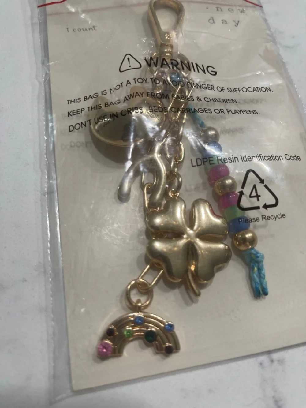 NWT Gold-Tone Wishbone Clover Bag Charm - A New Day - Picture 3 of 4